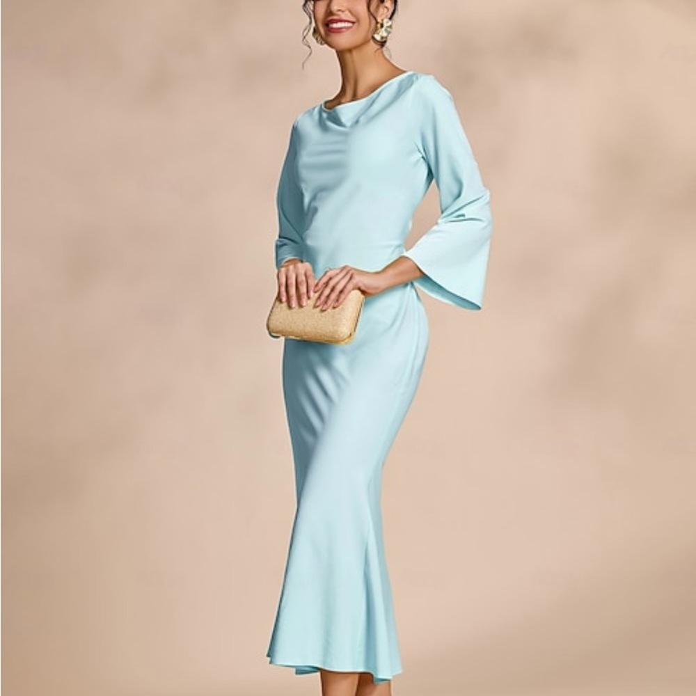 ADOR Solid Tie Back Mermaid Maxi Party Dress